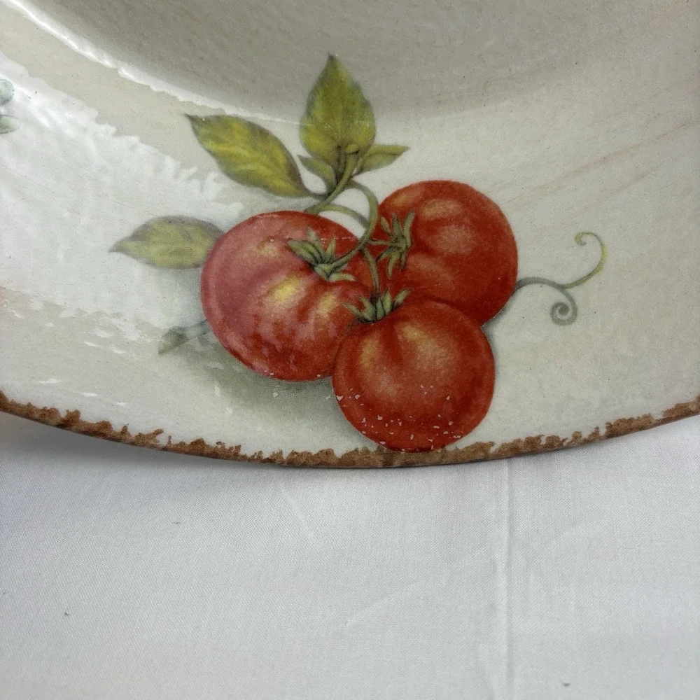 Tiffani Boutique Vintage Ceramic Serving Bowl 14.5in Hand Painted Italy Tomato
